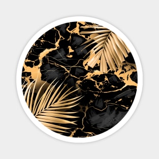 Black Gold marble and monstera Magnet